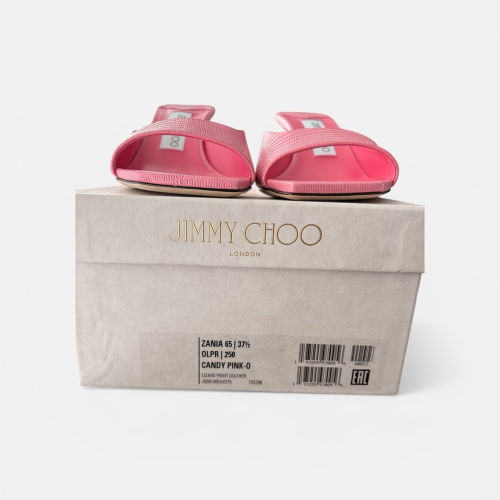 Jimmy Choo Zania 65 Candy Pink Leather print Mules 🛍️💜 - Picture 3 of 4